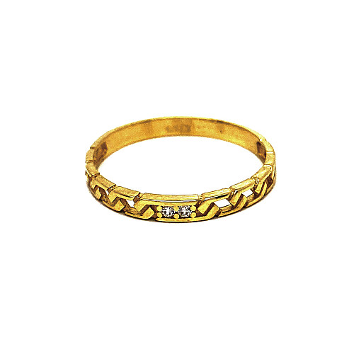 ZLATÝ PRSTEŇ AU375/1000 1,10G S DESIGNOM RETIAZKY A S DVOMI ZIRKÓNMI