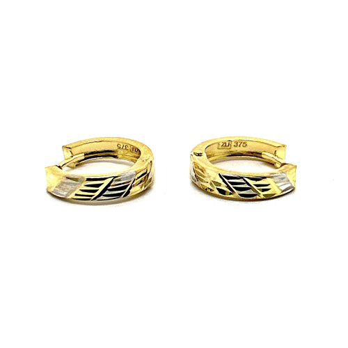 ZLATÉ NÁUŠNICE AU375/1000 GRAVÍROVANÉ KRÚŽKY 1,45G ŽLTÉ A BIELE ZLATO (1,6CM)