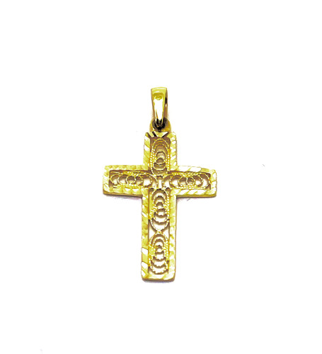 ZLATÝ PRÍVESOK AU375/1000 KRÍŽIK S GRAVÍROM V STREDE 0,65G